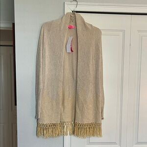 Lilly Pulitzer gold metallic Tatum Cardigan with Tassel Hem size small